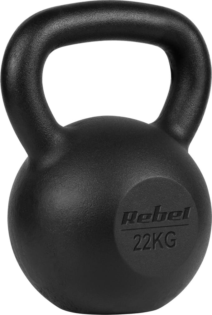Rebel Active - Gietijzeren Kettlebell - 22kg - Ergonomische Handgreep - Stabiele Basis