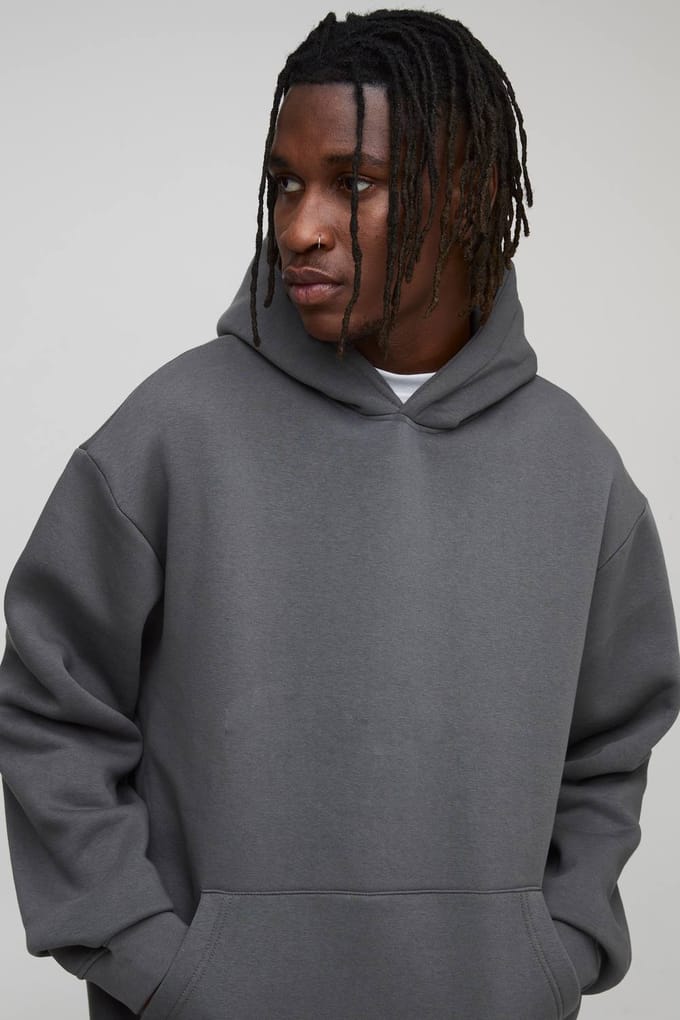 Tall Essential Oversized Over the Head Hoodie | Charcoal | Size Large