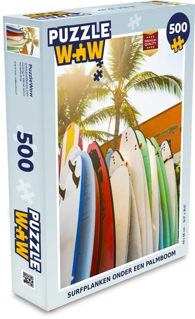 Puzzel Surfplanken onder een palmboom - Legpuzzel - Puzzel 500 stukjes