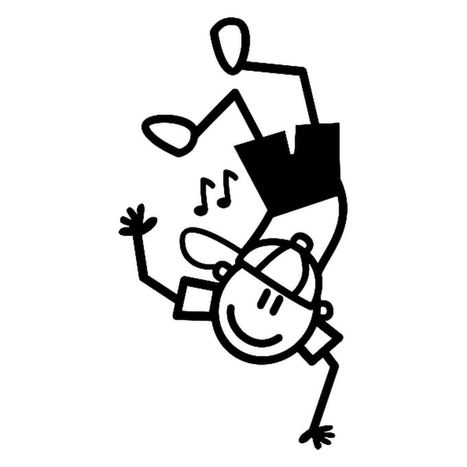 Breakdance jongen - Autosticker - wit - sticker - 8,3 cm hoog - Sticky Figure