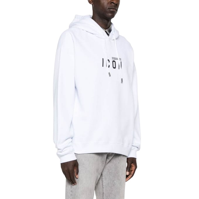 Dsquared2 Witte Hoodie Met Zwart Iconisch Logo