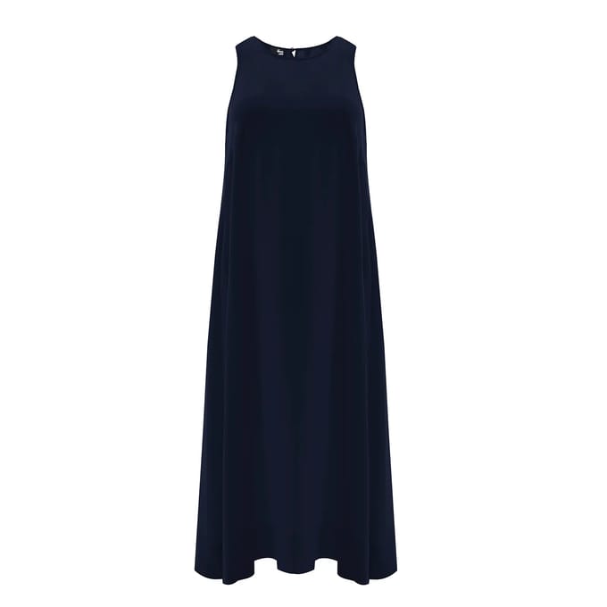 Lange Mouwloos Crepe Jurk Dames Mat Fashion