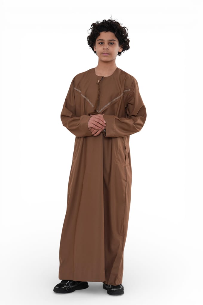 Kinderen jongens Eid Camel Brown Marokkaanse Thobe Robe Djellaba Ramadan Eid Jubba- K-HM10