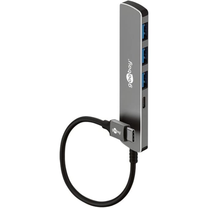 Goobay USB hub (USB-C) | 3x USB-A + 1x USB-C | USB3.0 5 Gbps | aluminium | 0,10 meter