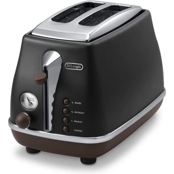 Broodrooster - DELONGHI - CTOV2103.BK - 900 W - 2 sleuven - Mat zwart / Chocolade
