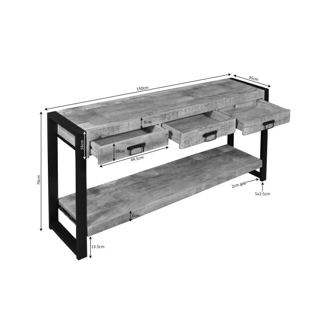 Starfurn Sidetable Britt - Naturel Mangohout - 150x35x76cm