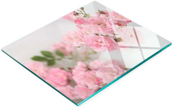 Gehard multifunctioneel decoratief bord van glas met wilde rozen, 60x52 cm