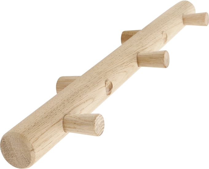 HOME It® kapstokrail met 3 haken, eikenhout