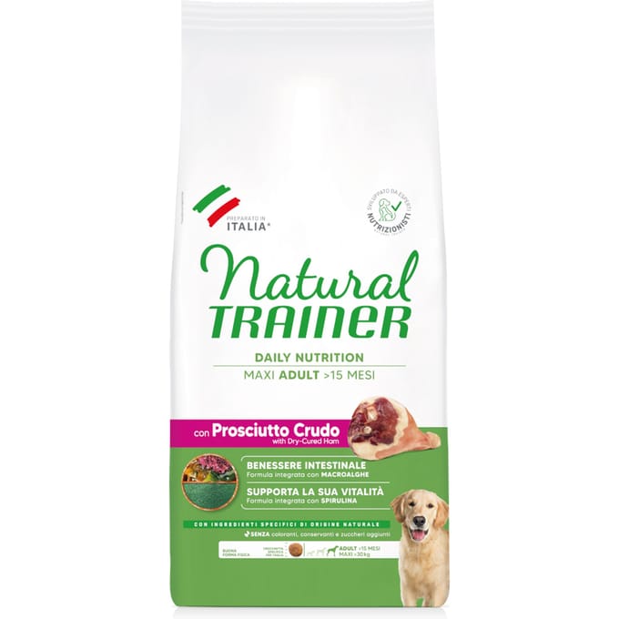Natural Trainer Adult Maxi met rauwe Ham - Dubbelpak: 2 x 12 kg