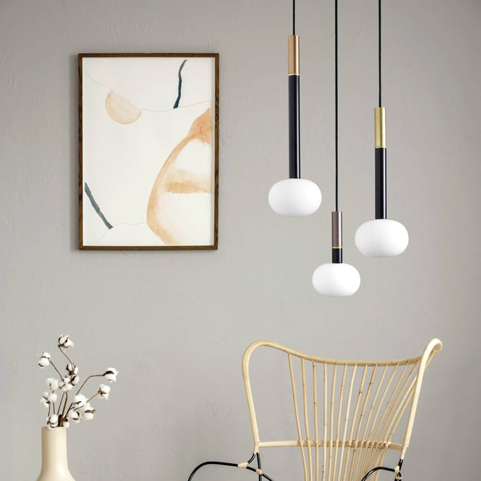 miloox by Sforzin Mose hanglamp, goud/brons/koper, 3-lamps, rond, glas