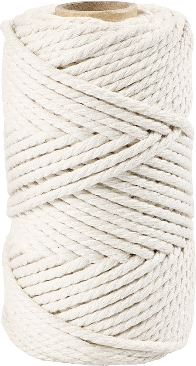 Macramé koord, L: 55 M, d 4 mm, off-white, 330 gr/ 1 rol