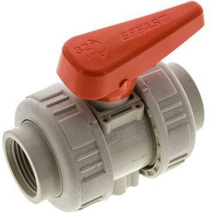 PP-H 2-weg Kogelkraan Dubbele Wartel Rp 1'' EPDM