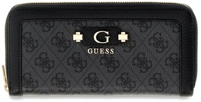 GUESS portemonnee Lindsey SLG Zip Around Wallet Coal Logo donkergrijs