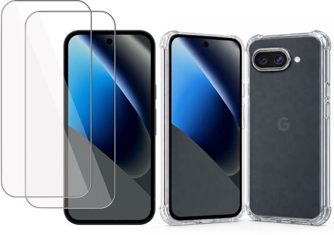 TechNow Hoesje + 2x Screenprotector geschikt voor Google Pixel 10a Hoesje Screenprotector - Tempered Glass - Extreme Shock Case Transparant