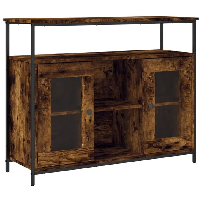 vidaXL - Dressoir - 100x35x80 - cm - bewerkt - hout - gerookt - eikenkleurig