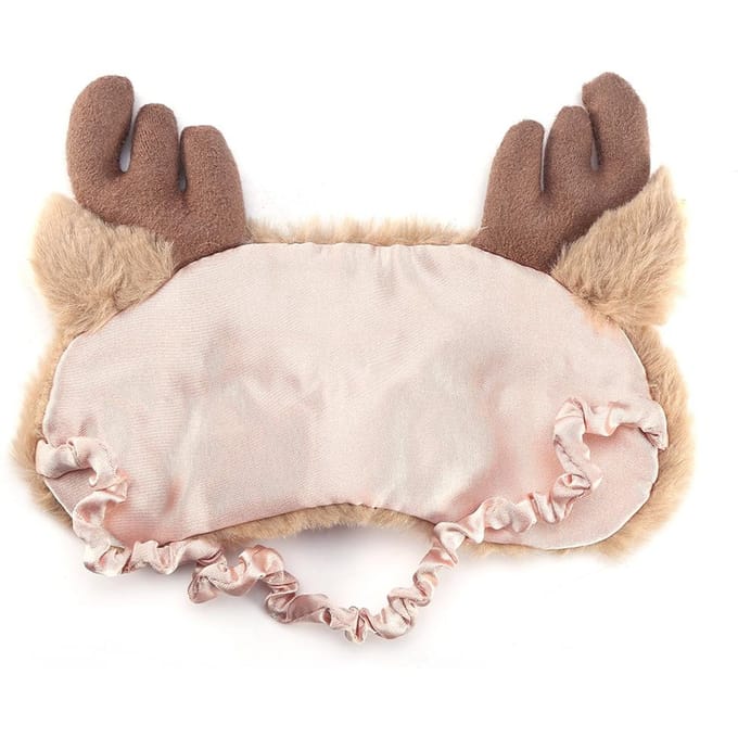 5 Kleuren Schattig Dier Oogkapje Slaapmasker Kerstrend Hert Winter Karton Middagslaap Oogschaduw Masker Eelk brown