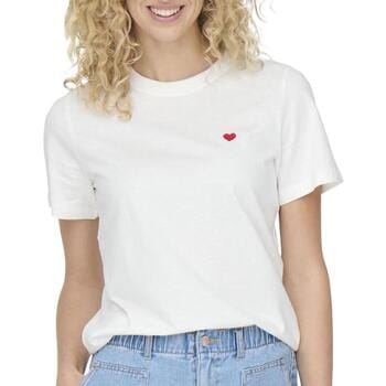 Jacqueline de Yong witte dames t-shirt   Ronde hals   Regular fit   Korte mouw Wit S