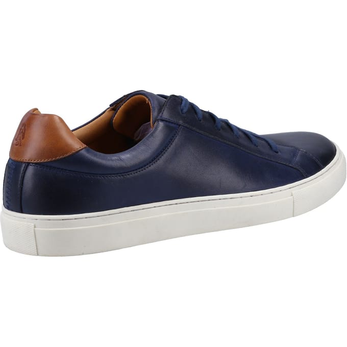 Hush Puppies Colton Leer Heren Navy Trainers