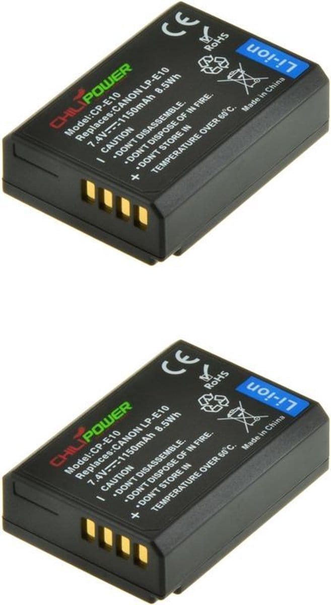 ChiliPower LP-E10 accu voor Canon - 1150mAh - 2-Pack
