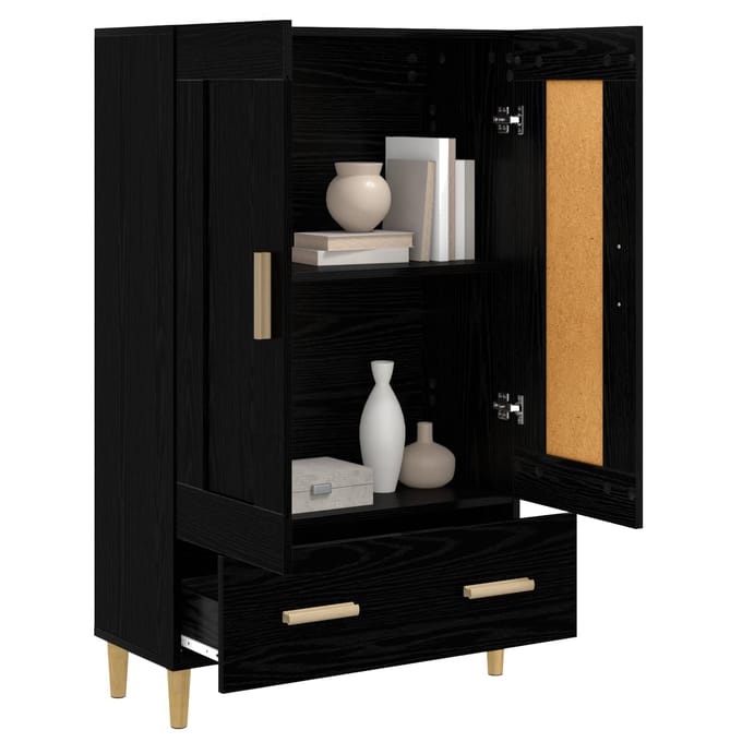 vidaXL - Highboard - Zwart - eiken - 70 - x - 31 - x - 115 - cm - Bewerkt - hout