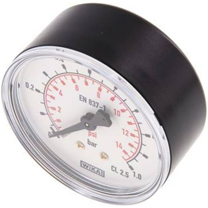 0..1 Bar Manometer Achteraansluiting Kunststof/Messing 63 mm Klasse 2.5