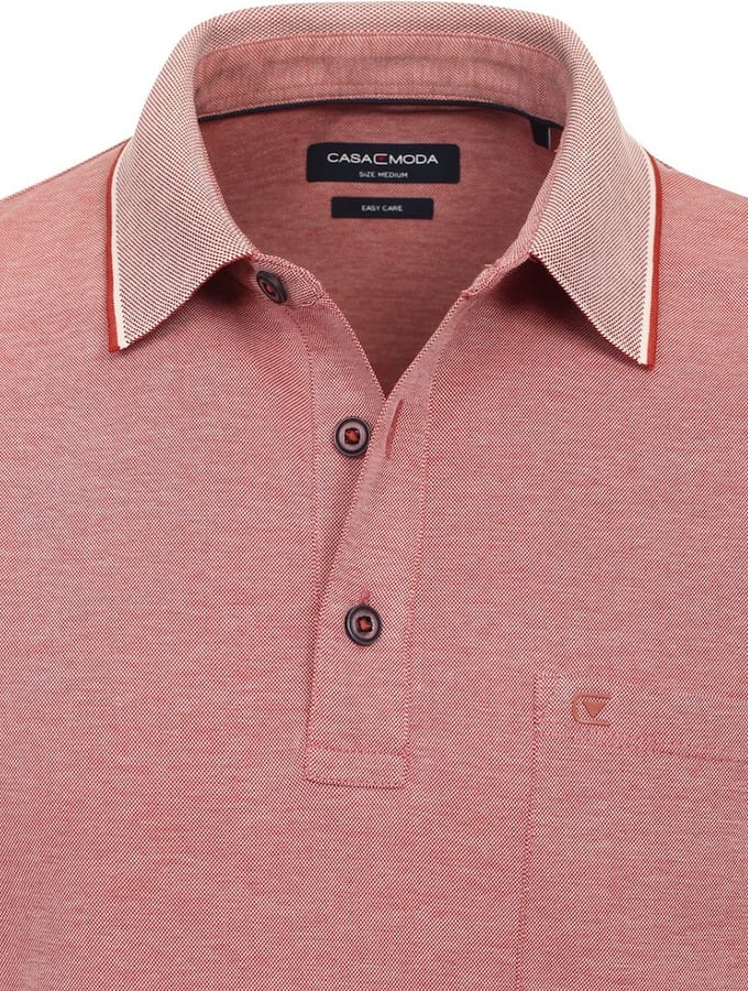 Poloshirt Met Borstzakje 3 Knoops Oranje Casa Moda - L