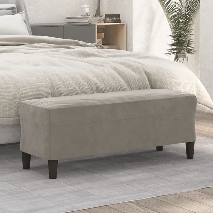 vidaXL - Bankje - 100x35x41 - cm - fluweel - lichtgrijs