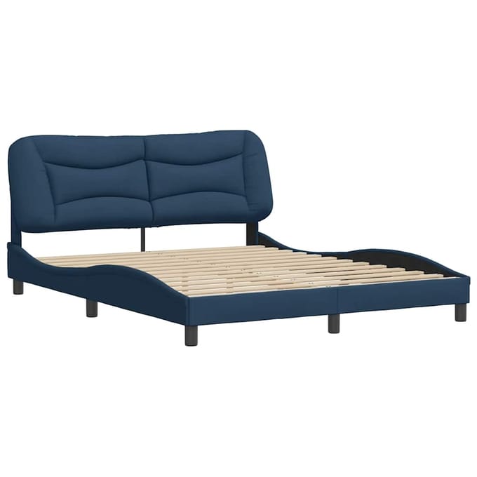 vidaXL - Bedframe - zonder - matras - "Hvar" - stof - blauw - 160x200 - cm