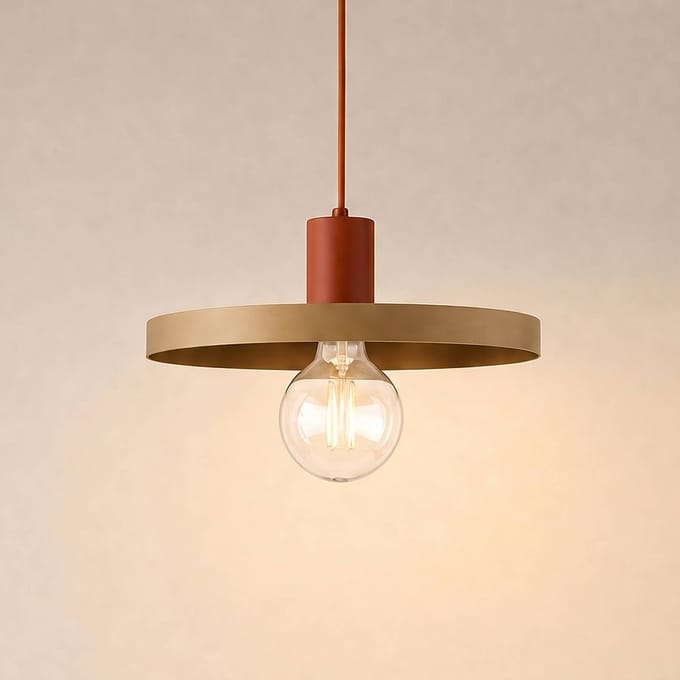 TK Lighting SILA BRICK SABIA hanglamp, loftstijl, Ø30cm, rood