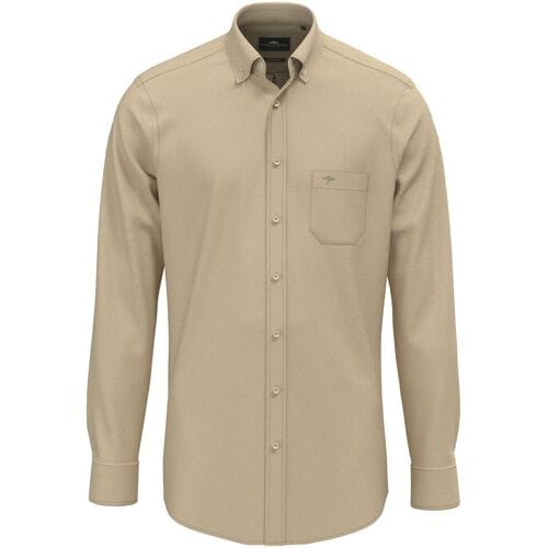 Fynch-Hatton Overhemd Dobby Garment Dyed Button-Down Zand / male