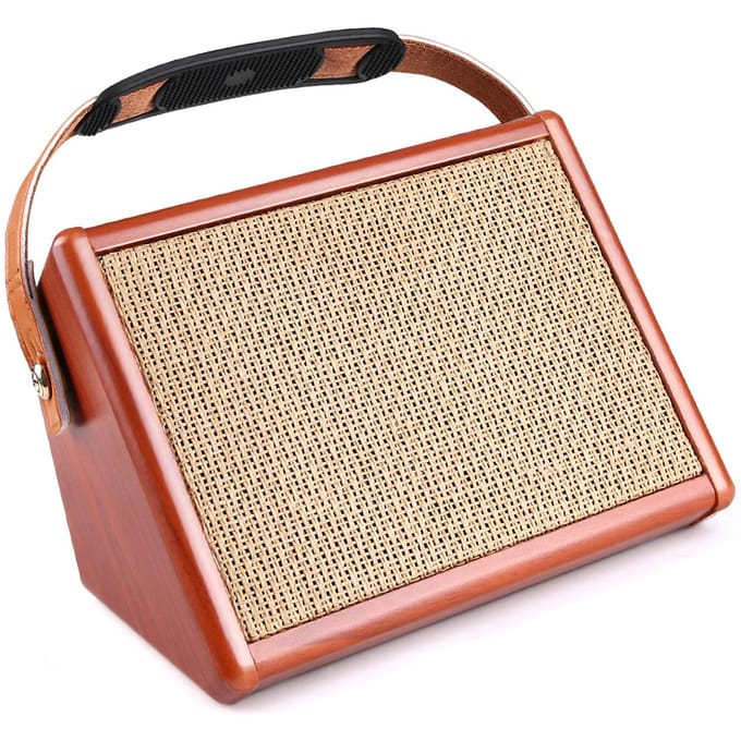 AC-15 15W Draagbare Akoestische Gitaarversterker Amp BT Speaker met Microfooningang Ondersteunt Volume bruin