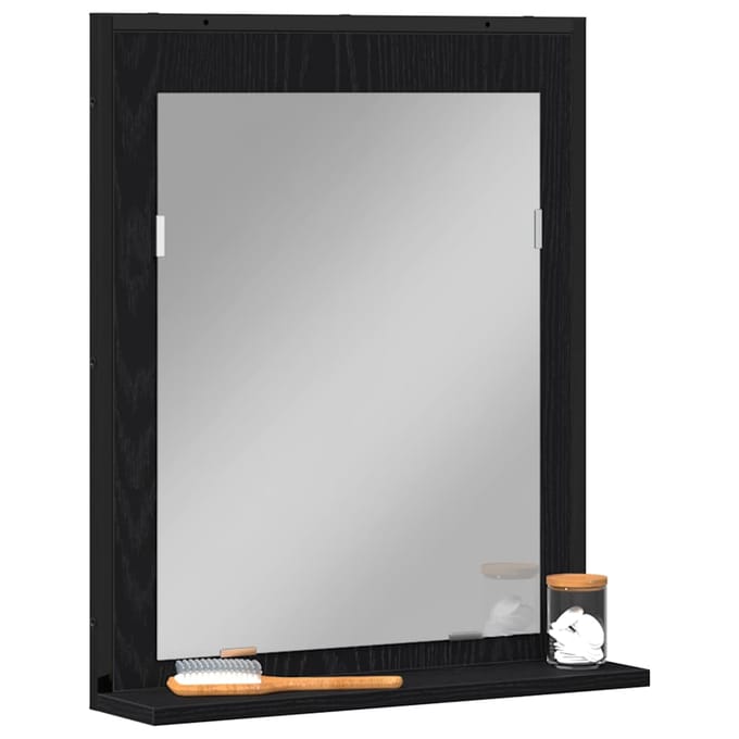 vidaXL - Spiegel - Zwart - eiken - 50 - x - 12 - x - 60 - cm - Glas - en - Geengineerd - Hout