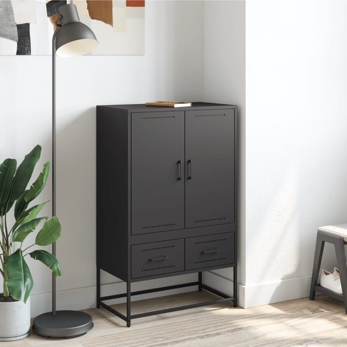 vidaXL - Hoge - kast - 68x39x111,5 - cm - staal - zwart