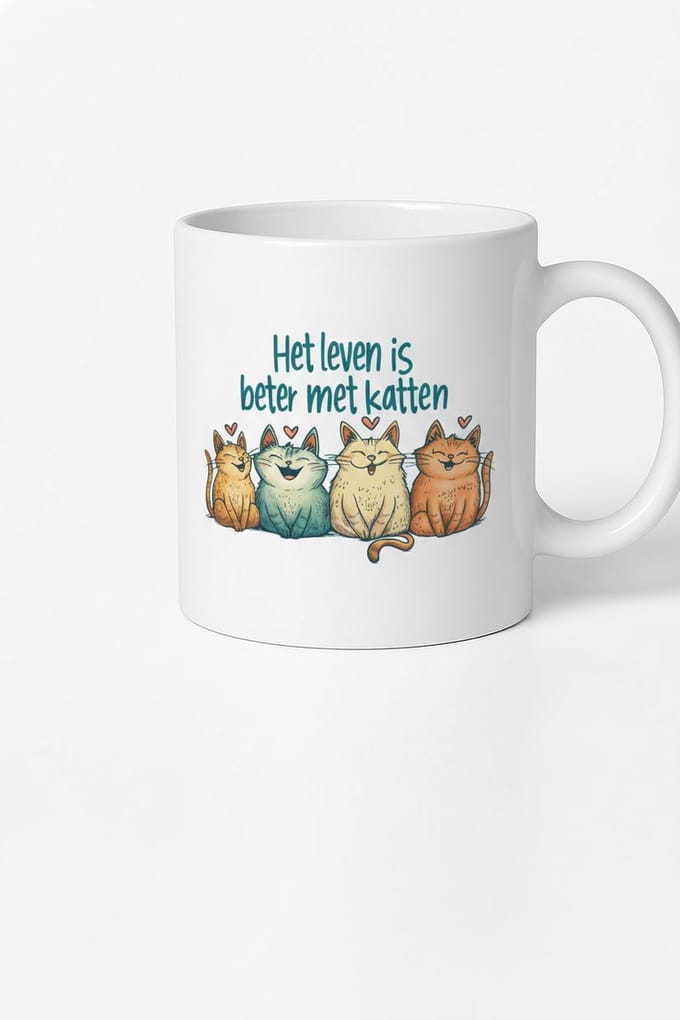 Mok Het Leven is Beter met Katten - 330ml Keramische Koffiemok