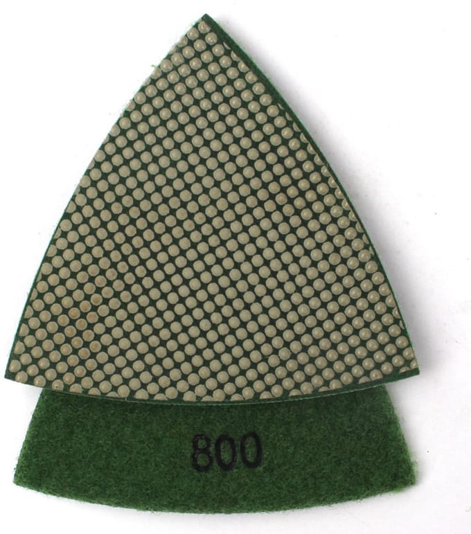 Driehoekige schuurpads - Polijstpads Schuurpapier - Steen polijsten - Grit 800 - 3 inch - Wit