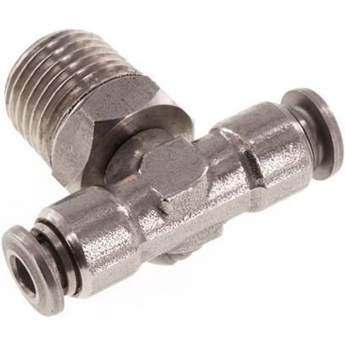 4mm x R1/4'' inline T-stuk RVS Insteekfitting Buitendraad Draaibaar FKM