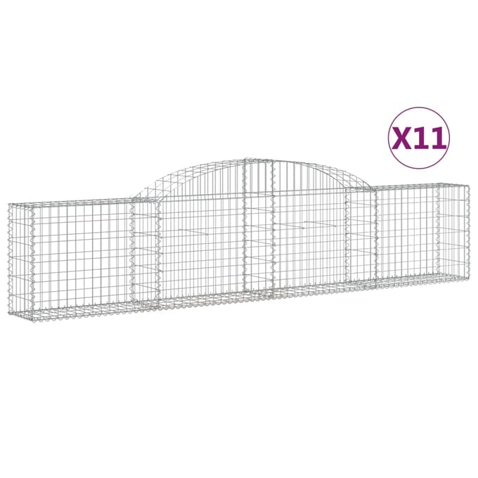 vidaXL - Schanskorven - 11 - st - gewelfd - 300x30x60/80 - cm - gegalvaniseerd - ijzer