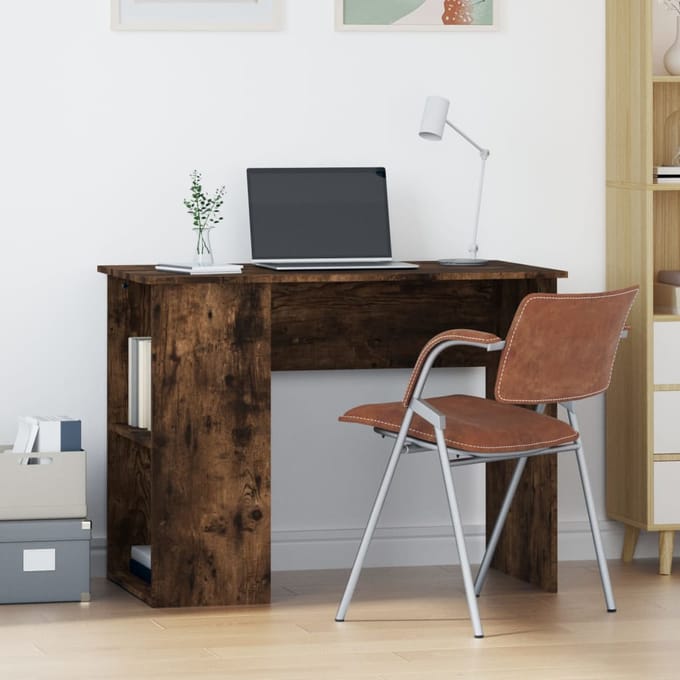 vidaXL - Bureau - 100x55x75 - cm - bewerkt - hout - gerookt - eikenkleurig
