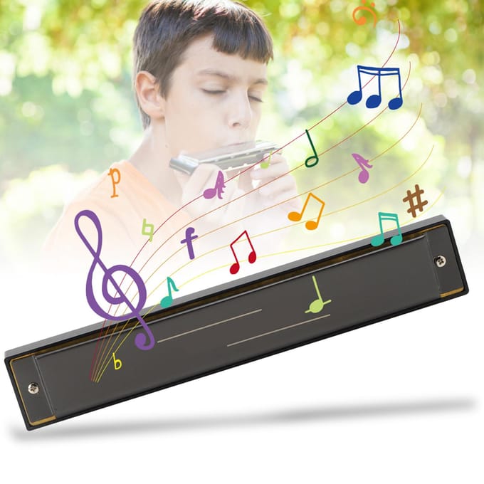 Professionele Mondharmonica Diatonische Harp Kinderen Geschenken Polyfoon C Toon 24 Gaten(Matzwart