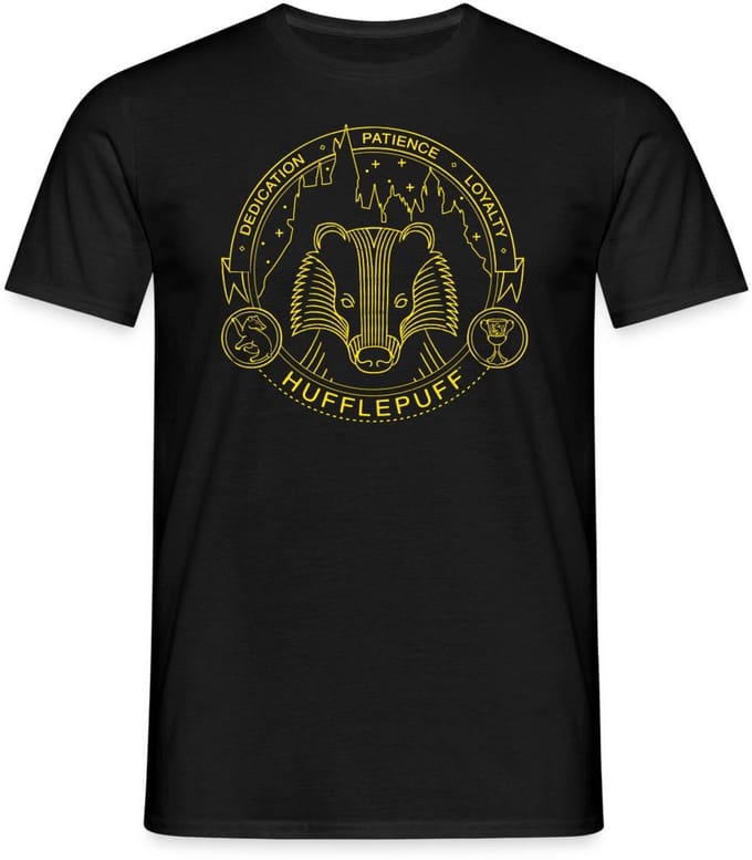 Harry Potter Huffelpuf Lineart T-Shirt Heren