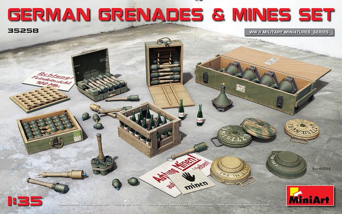 MiniArt Modelbouwpakket Militaire voertuigen - 35258 German Grenades - Mines Set Plastic - 1:35 - Modelbouw