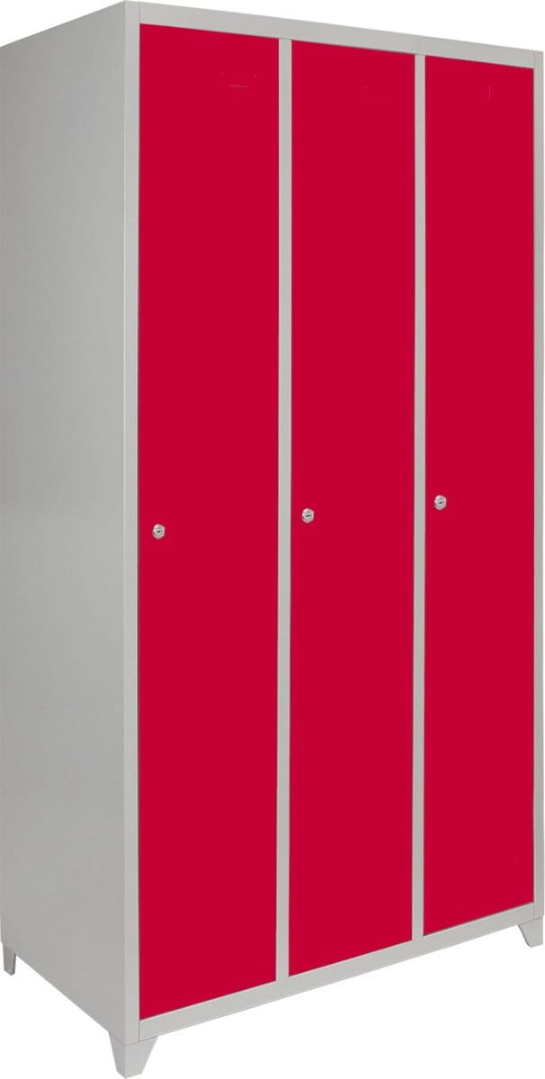 Lockerkast metaal - rood - 180x90x50 cm - driedeurs flatpack