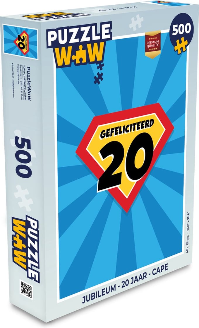 Puzzel Jubileum - 20 jaar - Cape - Legpuzzel - Puzzel 500 stukjes