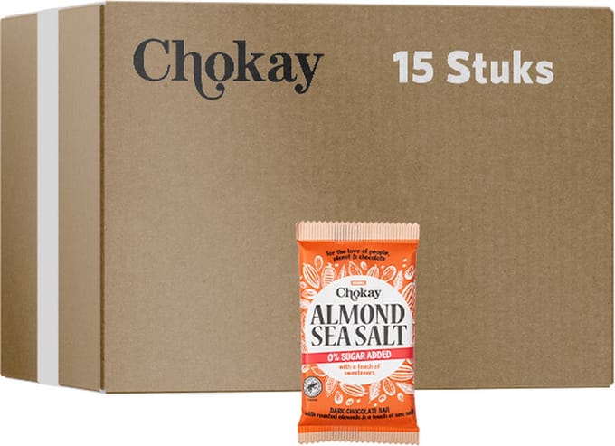 Chokay | Tablet | Dark Almond Seasalt | 15 stuks | 15 x 85 gram