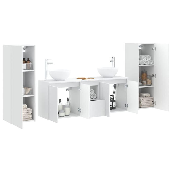 vidaXL - Badkamermeubel - Set - 5 - st - Wit - 33 - x - 34,5 - x - 100 - cm - Bewerkt - hout
