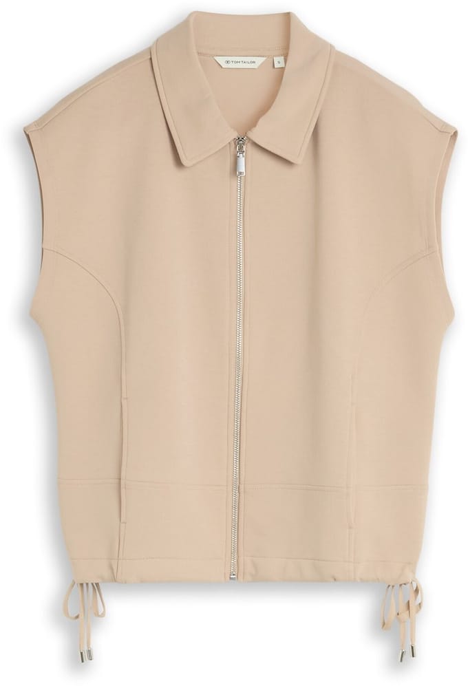 Tom Tailor - Losvallend sweatshirtvest met kraag - Maat L - Gravel Beige