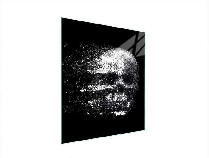 TMK ArtDeko Serie - Glazen Snijplank - 45x52 cm - Czaszka - Veilig en Praktisch