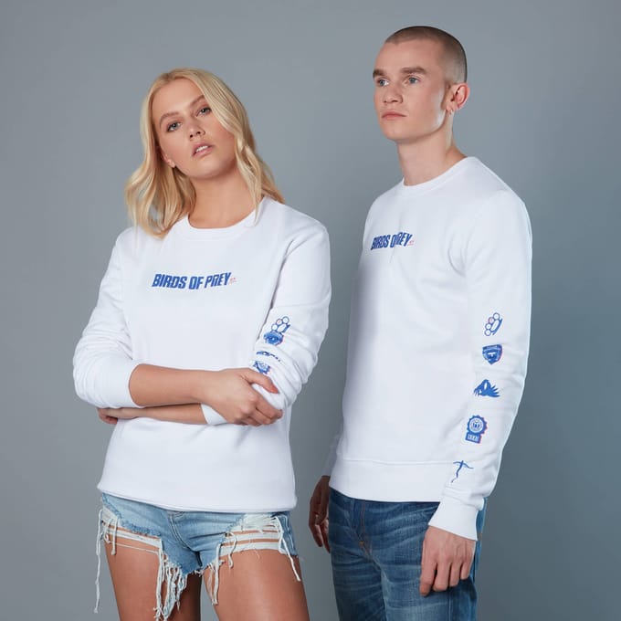 Emblem Sleeve Unisex Birds of Prey Sweatshirt - White - S
