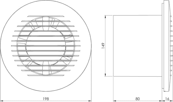 Badkamerventilator - Afzuigventilator - Vocht Verwijderen - Stille Werking - Ø 150mm - Wit