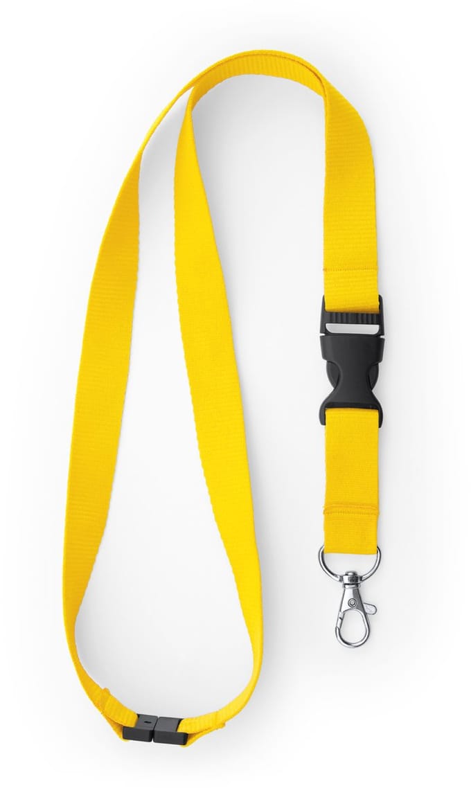 10 Keycord/lanyard koord - Geel - met sleutelhanger - 55 cm